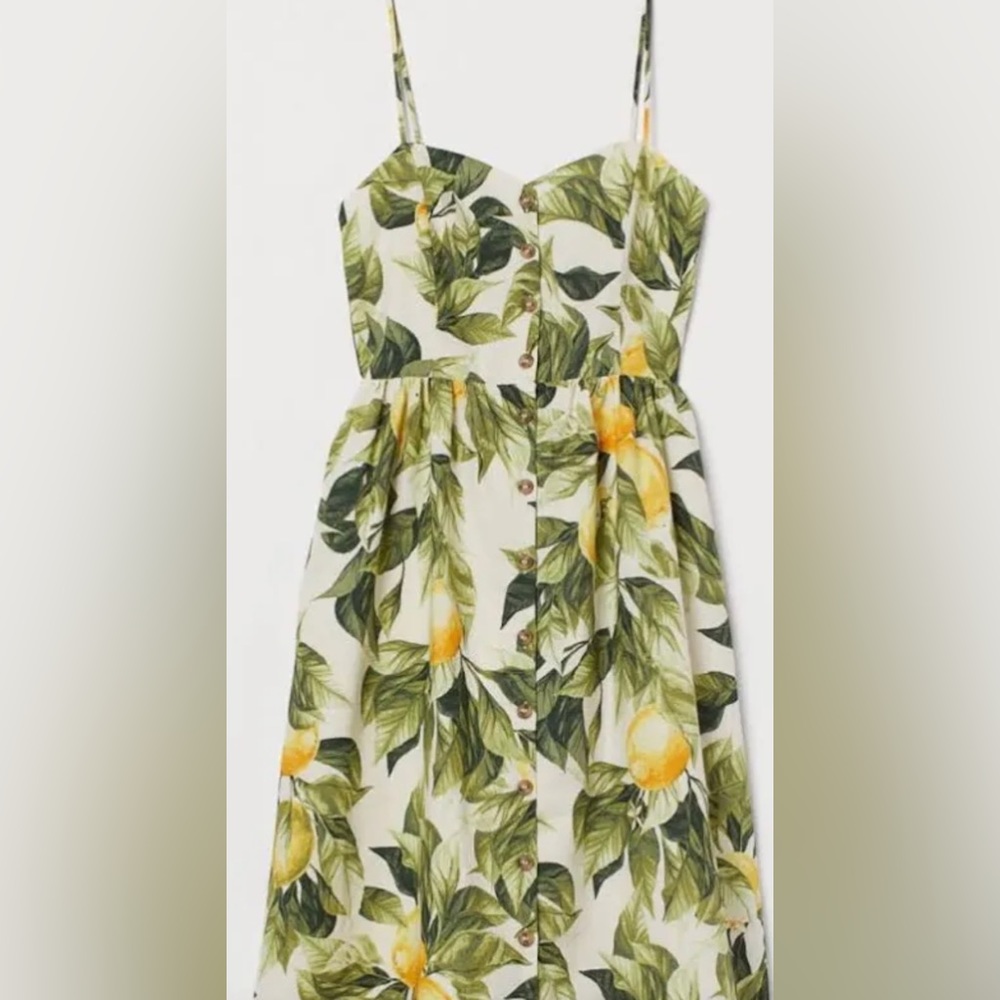 H&M Linen Tropical Lemon & Leaf Dress